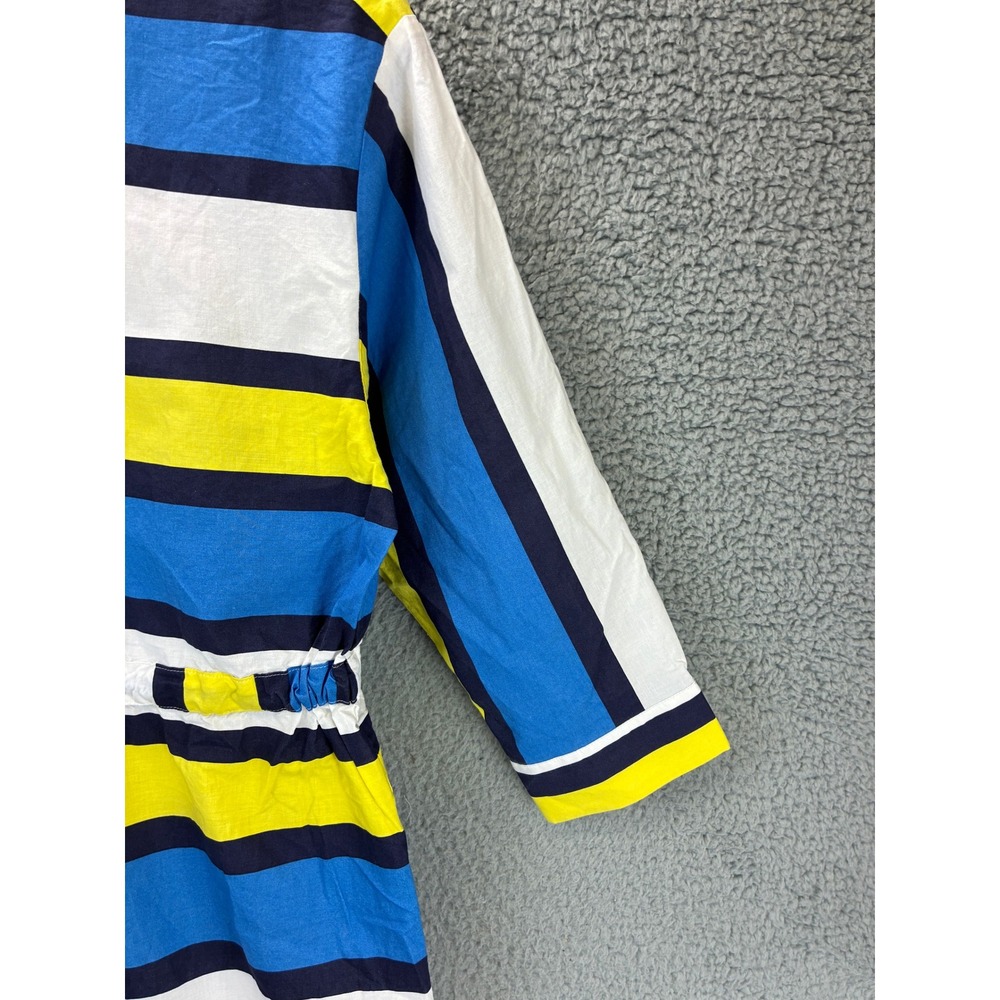 Next Belted Shirtdress Womens 4 Blue Yellow Striped Casual Long Sleeve Maxi - Picture 3 of 13
